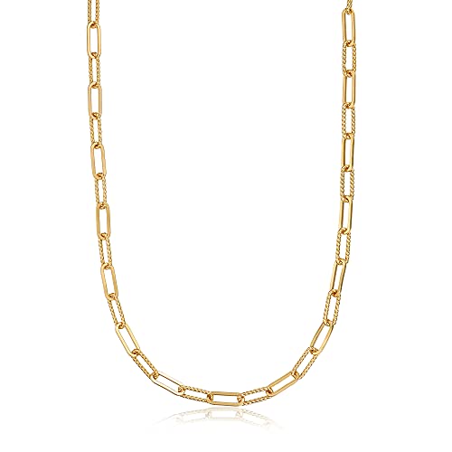 FRUMOS Dainty Layered Choker Necklace 18k gold Plated Y Pendant Commemorative coin Necklace Multilayer Bar Disc Necklace Adjustable Layering Choker Necklaces fashion jewelry for Women Girls - color: Paper clip necklace