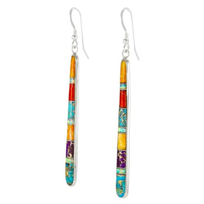Turquoise Earrings in Sterling Silver & Genuine Gemstones (2.5" Long)