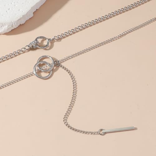 Gold Necklaces for Women Gold Plated Layered Lariat Necklaces Dainty Long Chain Y Pendant Necklaces Wedding Prom Fashion Jewelry Accessary - color: Silver