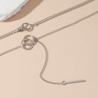 Gold Necklaces for Women Gold Plated Layered Lariat Necklaces Dainty Long Chain Y Pendant Necklaces Wedding Prom Fashion Jewelry Accessary - color: Silver