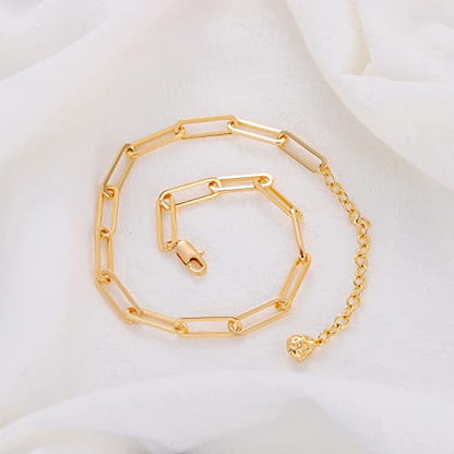 MEVECCO Anklet for Women Gold Chain 14K Gold Plated Dainty Boho Beach Summer Simple Foot Jewelry Ankle Bracelet - style: Paperclip Chain Big