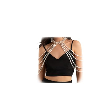 Summer Multi-layered Pearl Shoulder & Body Chain Jewelry - Festival & Rave Pearl Neck & Arm Chain - Sexy Bridal & Wedding Jewelry for Women