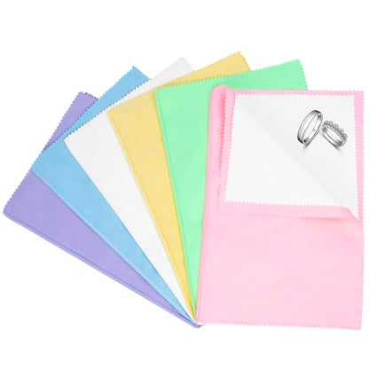 6 PCS Jewelry Polishing Cloths, Large 10x12 Inch(Light) | Pure Cotton, Two‑Step Polish, Reusable, Polishing Cloths for Cleaning Gold, Silver, Platinum, Diamond, Stainless Steel - color: Light