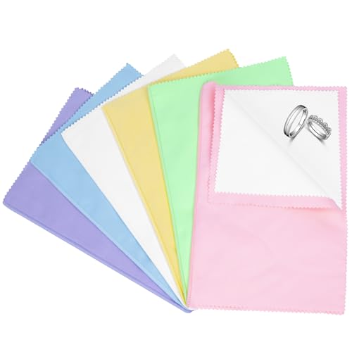 6 PCS Jewelry Polishing Cloths, Large 10x12 Inch(Light) | Pure Cotton, Two‑Step Polish, Reusable, Polishing Cloths for Cleaning Gold, Silver, Platinum, Diamond, Stainless Steel - color: Light