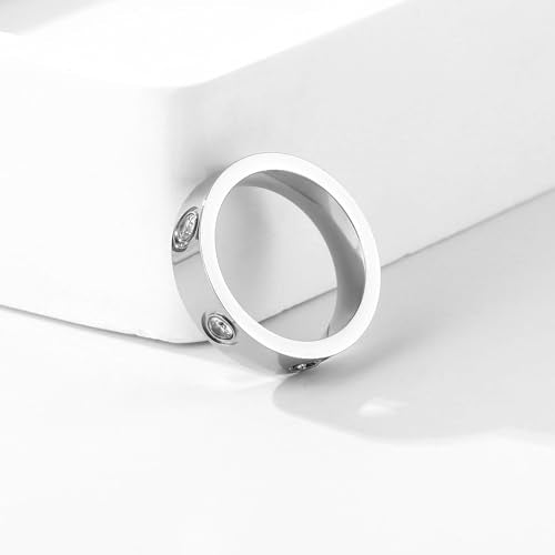 YCSLYW Ladies Stainless Steel Ring Love Friendship Ring Golden high polishing, low allergy Wedding Jewelry Valentine's Day Birthday Gift, 5-10 - color: Love Silvery, size: 5