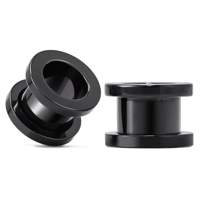 TBOSEN Precise Dimensions Stainless Steel Set Double|Single Flare Tunnel Screw Gauge Ear Expander Stretching Kit Piercing Mixed Size - color: Black-Screw Fit, size: 7mm