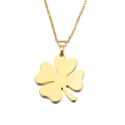 Elegant Stainless Steel Four Leaf Clover Necklace for Women – Gold Clover Pendant Necklace, Irish Shamrock Jewelry, Perfect Gold Clover Necklace for Women, 4 Leaf Clover Necklace, Lucky Charm Jewelry - color: Gold