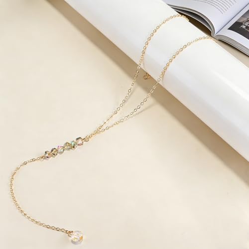 Necklace for Women, Dainty Long 14K Gold Y-Shaped Necklace Jewelry Trendy Beaded Layered Chain Drop Necklaces Jewelry Women Gifts - style: Chain Tassel