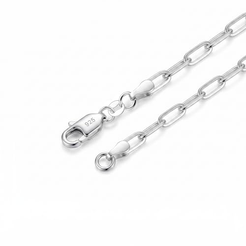 Sterling Silver Bracelets for Women, 3mm S925 Sterling Silver Smooth Sturdy Chain Bracelet, Classic Hypoallergenic Dainty Jewelry 6/6.5/7/7.5/8 inches