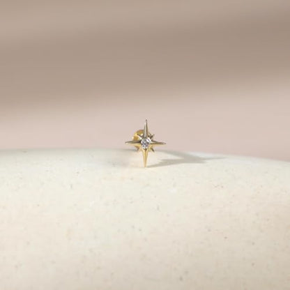 Flat Back Stud Cartilage Earrings Tragus Helix Piercing Jewelry Titanium | Conch Nose Piercing,Small Tiny Studs for Women,Threadless/Internally Threaded,Surgical Steel,Hypoallergenic,16G/18G/20G - color: Gold02-Starburst (6mm*1+8mm*1), size: Threadless-16