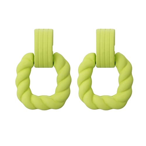 RUOFFETA Rectangle Earrings for Women, Acrylic Square Earrings Twisted Geometric Statement Jewelry - color: Green