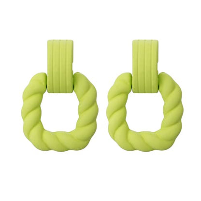 RUOFFETA Rectangle Earrings for Women, Acrylic Square Earrings Twisted Geometric Statement Jewelry - color: Green