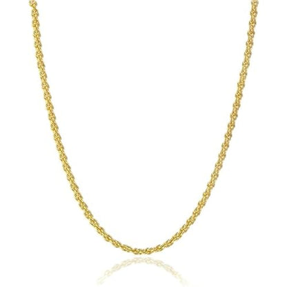 14k Solid Yellow Gold Rope Chain Necklace for Women and Men 1.5/2/2.5/3mm Width with Lobster Clasp Hypoallergenic Dainty Layering Chain Gift Ready 16-30 Inch - size: 22 inch, style: 2mm wide