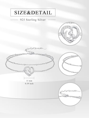 Dorunmo Initial Anklet 925 Sterling Silver Letter A-Z Layered Heart Anklet Beach Jewelry Birthday Gifts for Women - color: B