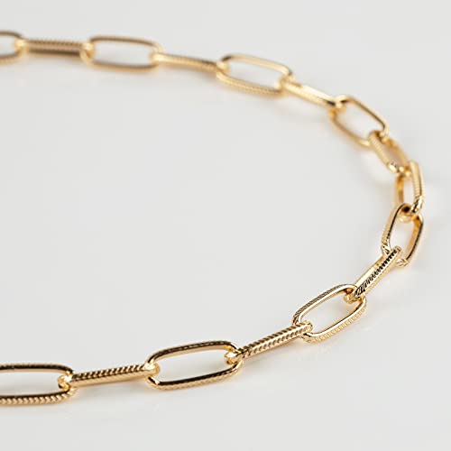 16.4 Feet Aluminum Oval Light Gold Chains for Jewelry Making Unwelded Textured Paperclip Link Cable Chain Roll Necklace Chains Bulk with Lobster Clasps and Jump Rings - color: 6.5×15.5mm-Gold