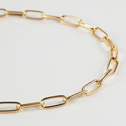 16.4 Feet Aluminum Oval Light Gold Chains for Jewelry Making Unwelded Textured Paperclip Link Cable Chain Roll Necklace Chains Bulk with Lobster Clasps and Jump Rings - color: 6.5×15.5mm-Gold