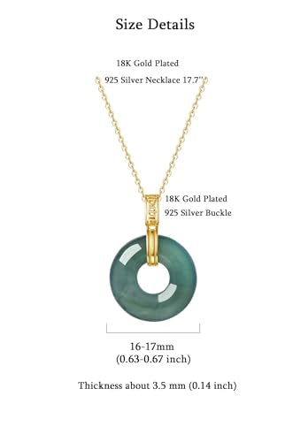 Real Green Jade Pendant Necklace for Women Donut/Heart/Clover/Teardrop/Rose/Lotus Flowers Genuine Jadeite Jewelry with Gold Plated 925 Sterling Silver Chain - style: Gold Donut Necklace