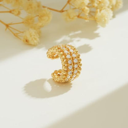 BENEIGE Ear Cuff Non Piercing 14K Gold Plated Ear Cuff Earrings for Women Clip On Cartilage Earring Jewelry for Women - style: A Double Beaded