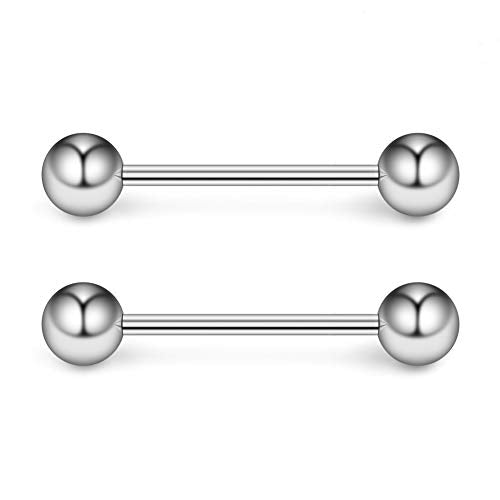Ruifan Grade 23 Titanium Internally Threaded Nipple Piercing Jewelry Barbell Ring PA Tongue Rings Nipple Straight Body Piercing Jewelry for Women Men 16G 14G 12G 8G 6G 4G 2G - size: 14GA - 5/8" (16mm)
