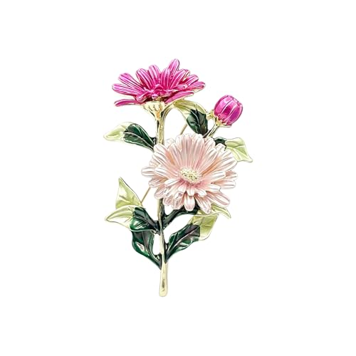 Gradient Purple Rose Flower Brooch Enamel Crystal Floral Lapel Pin Gold Tone Elegant Brooch for Women Suit Coat Scarf Accessory - color: Violet