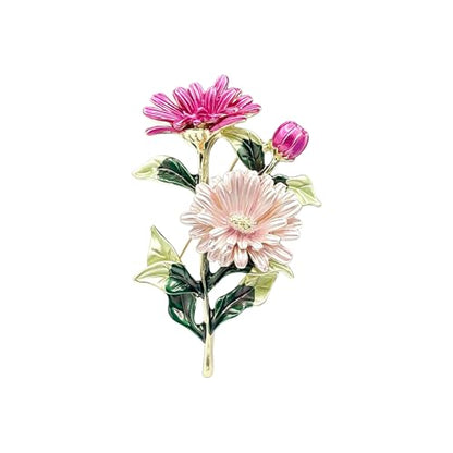Gradient Purple Rose Flower Brooch Enamel Crystal Floral Lapel Pin Gold Tone Elegant Brooch for Women Suit Coat Scarf Accessory - color: Violet