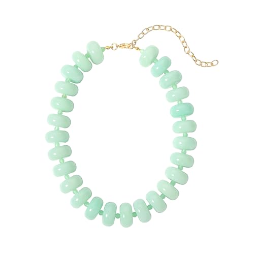 Chunky Beaded Necklace for Women, Resin Oversized Beaded Choker,Bold Statement Chain,Large Beads Necklace, Fashion Jewelry for Spring Summer Gifts - color: Mint Green