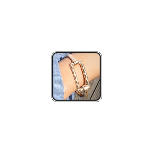 Chunky Gold Statement Bracelet for Women Large Thick Non Tarnish Hammered Cuff Bracelet Trendy Luxury Geometric Rectangle Bangle Jewelry Gift
