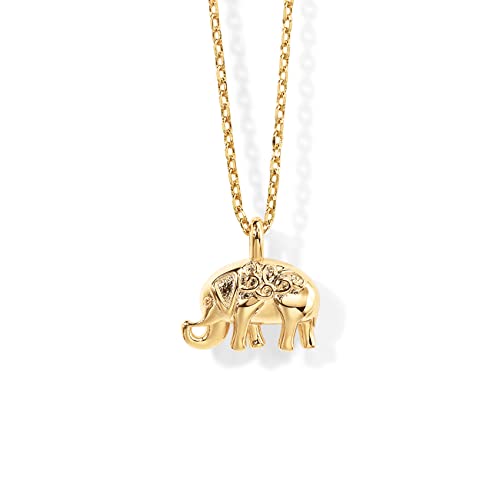 PAVOI 14K Gold Plated Dainty Cubic Zirconia Pendant Necklace for Women | Dot, Elephant, Butterfly, Pineapple, Lock, Knot, Palm Tree, Bow, Smiley Pendant | Layering Chain Necklaces - style: Elephant