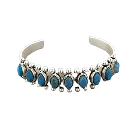 COLORFUL BLING Bohemian Turquoise Engraved Cuff Bracelet Natural Stone Adjustable Wrap Bangle Western Style Gemstone Boho Jewelry for Women - color: Blue