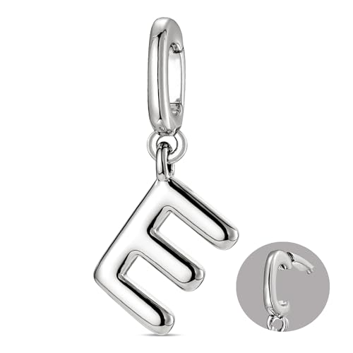 OVRUNS Initial Charm for Women Letter Bracelet Necklace Charms With Clasp | Alloy,nickel,safe for sensitive skin,Pendant with install clasp,fits bracelets with necklaces,great for gift - color: Silver, style: Letter E