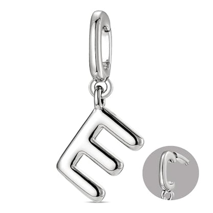 OVRUNS Initial Charm for Women Letter Bracelet Necklace Charms With Clasp | Alloy,nickel,safe for sensitive skin,Pendant with install clasp,fits bracelets with necklaces,great for gift - color: Silver, style: Letter E