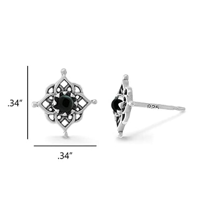 Boma Jewelry Sterling Silver Filigree Stud Earrings - color: Onyx