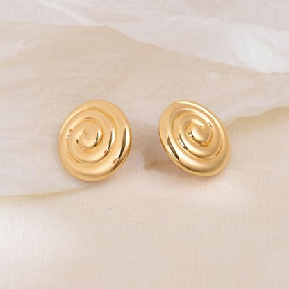 MUYAN Dainty Chunky Clip On Earrings for Women Multiple Styles Gold Silver Retro Clip Earrings - color: Gold