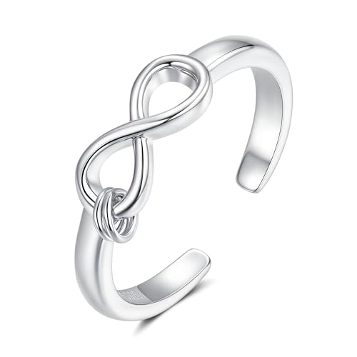 Step Forward 925 Sterling Silver Toe Rings for Women - Adjustable Infinity Daisy Starfish Butterfly Stylish Toe Ring Band for Woman - Summer Vacation Beach Boho Foot Jewelry Gifts - style: Infinity