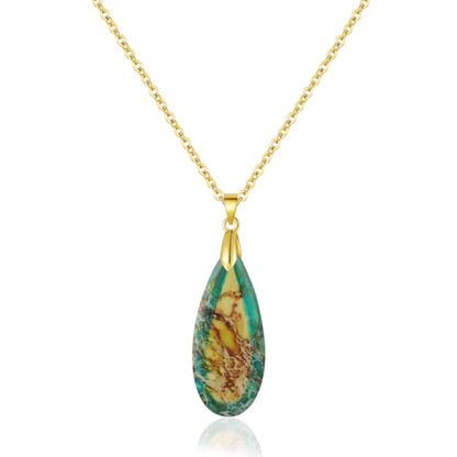 Inspirational Gifts Healing Gold Pendant Gold Necklaces for Women，Get Well Soon Encouragement Gifts for Women Friends Sister Mom, Natural stone Pendant Healing boho Friendship Jewelry for women - color: Yellow Green - Gold