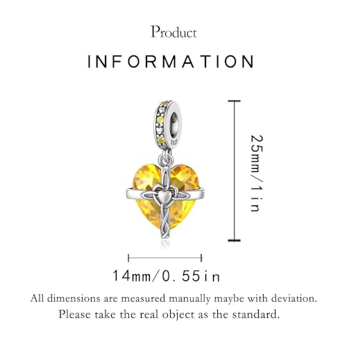 Birthstone Charms 925 Sterling Silver Heart Charms for Bracelets and Necklaces Birthday Day Christmas Gifts For Women - color: K-November