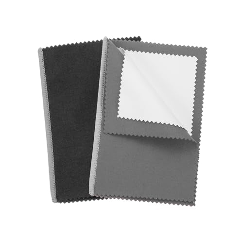 PATIKIL 5.9"x7.9" Jewelry Cleaning Cloth, 2 Pack Double-Sided Fleece Polishing Cloth for Gold, Silver and Jewelry, Black/Dark Gray - color: Black/Dark Gray, size: 5.9"x7.9"