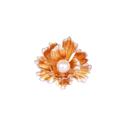 Flower Pearl Brooch Pins for Women Rhinestone Floral Lapel Pin Vintage Jade Orchid Magnolia Brooches Festival Holiday Wedding Party Prom Dress Jewelry Accessories - color: BYellow