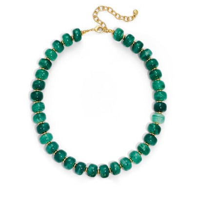 Beaded necklace for Women Boho Bead Gemstone Chunky Necklace Big Bead Necklace Fashion Trendy Summer Necklaces Jewelry Gifts - color: Green Beaded