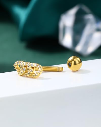 Belly Button Rings 14G Reverse Belly Navel Rings for Womne Gold Floating Navel Piercing Jewelry Stainless Steel - color: YG-Lock