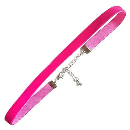 Chic Crystals Velvet Choker - color: Pink