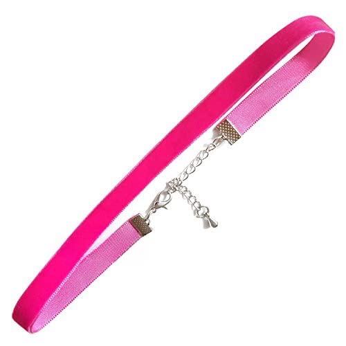 Chic Crystals Velvet Choker - color: Pink