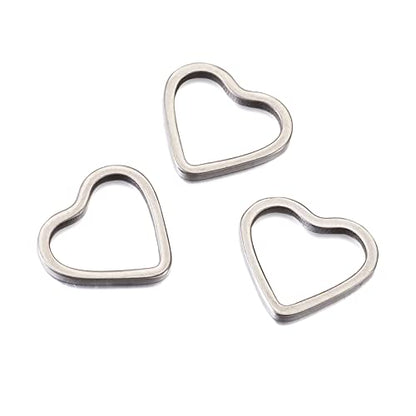 30Pcs Heart Linking Charms Hollow Frame Pendants Stainless Steel Heart Charms Earrings Beading Hoop Linking Ring Connectors for Bracelet Necklace Jewelry Making - color: Matte Silver, Heart