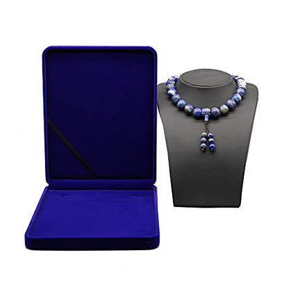 Jewelry Set Velvet Box Necklace Earring Ring Necklace Bracelet Gift Display Case Wedding Jewelry Storage Holder (Royal Blue For Chunky Collar Necklace) - color: Royal Blue For Chunky Collar Necklace