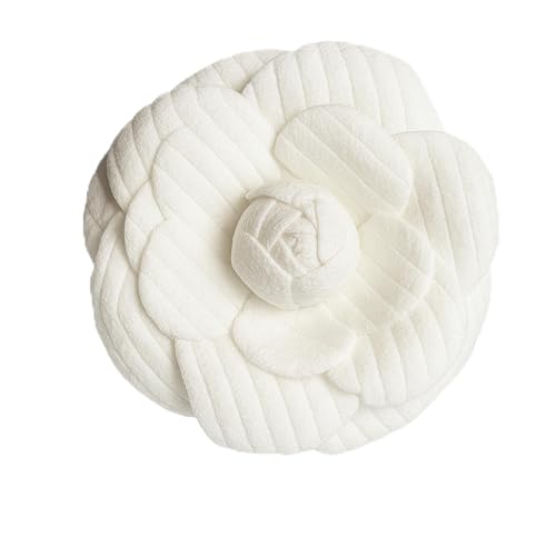 Dainity Camellia Flower Brooch Pin for Women – Elegant Statement Pin for Coat, Scarf, Dress, Hat, Bag – Stylish Chic Accessory Gift for Her - color: White