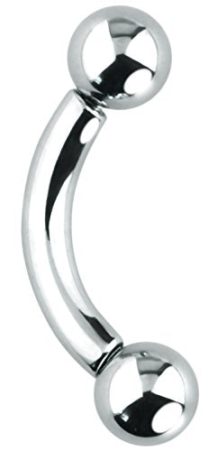 Forbidden Body Jewelry Curved Barbell Piercing Jewelry - 00GA-16GA Silver Eyebrow Piercing - Surgical Steel Snake Eye Frog Eyes Tongue Rings & Belly Rings for Women (6/14mm Bar, 3/12mm Balls) - style: 10GA, 10mm Length, 5mm Balls