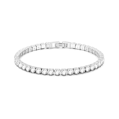 3mm/4mm Cubic Zirconia Classic Tennis Bracelet 14K Gold Plated/Silver Bracelets for Women Size 6.5-7.5 Inch - color: 3mm Tennis Silver, size: 18cm/7.0IN