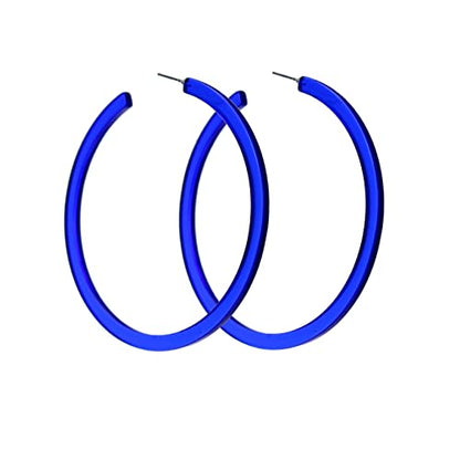Colorful Big Hoop Earring Acrylic Open Large Hoop Earrings C Shape Trendy Chunky Earrings 80s 90s Retro Lightweight Statement Ear Jewelry Earring For Women - color: 70mm Blue