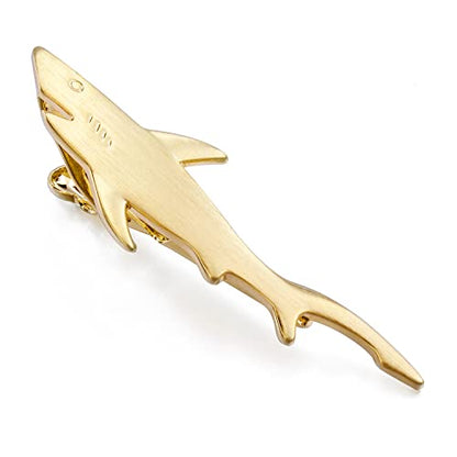 HAWSON 2 inch/ 2.2 inch Tie Clip for Men, Novelty Tie Bar Clip for Men and Boys, Interesting Tie Clip for Party - color: Brush Gold Shark