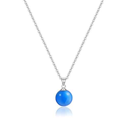 Natural Jade Necklace for Women Sterling Silver Adjustable Handmade Green Jade Pendant Necklaces Healing Crystal Necklace Good Luck Gift for Her - style: Blue Agate Necklace